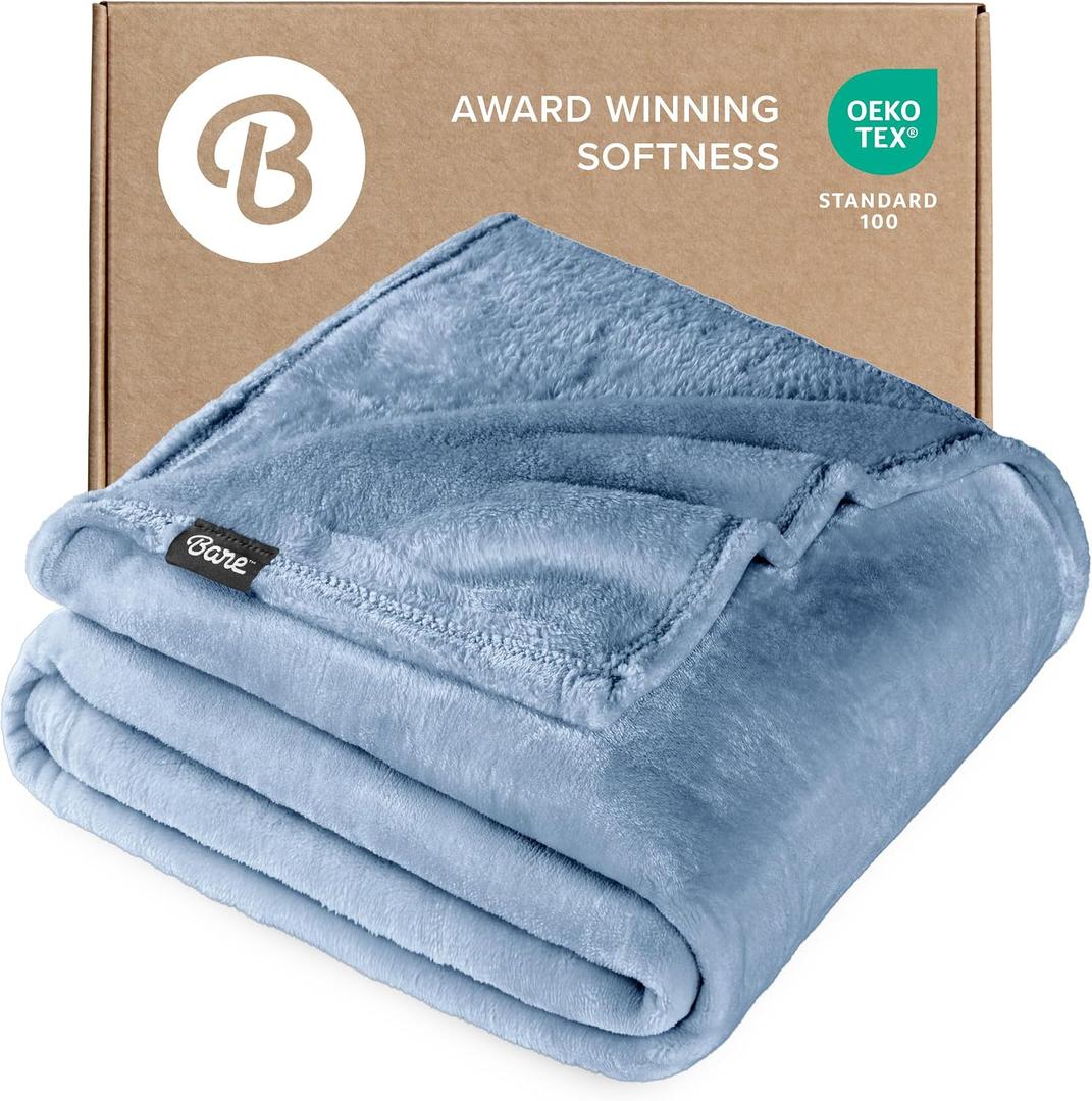 Bare Home Fleece Blanket - Twin/Twin Extra Long - Ultra-Soft Lightweight for Bed, Sofa, and Couch - Luxury Microplush - Cozy Warm Blanket (Twin/Twin XL, Coronet Blue)