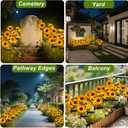 Solar Powered Sunflowers for Outside, Auto ON/Off Solar Garden Lights Outdoor Waterproof, 3 Packs Walkway Solar Lights with 9 Sunflowers for Garden, Yard and Lawn Ornaments
