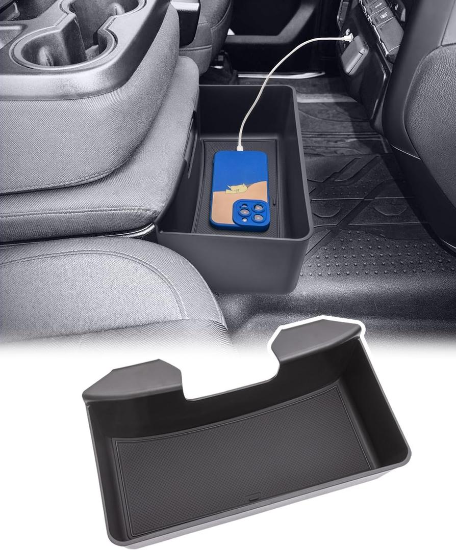 TOPINSTALL Large-Capacity Jump Seat Hanging Tray Compatible with 2019-2026 Chevy Silverado/GMC Sierra 1500, 2020-2026 Silverado/Sierra 2500HD 3500HD, Console Organizer (Split-Bench Folding Seat Only)