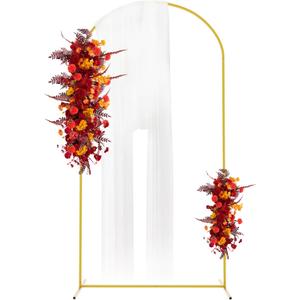 Fomcet 6.6x3.3FT Metal Gold Wedding Arch Backdrop Stand Balloon Arched Frame for Ceremony Birthday Party Graduation Bridal Baby Shower Anniversary Background Decoration