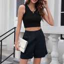 Bettysays Shorts for Women Bermuda Shorts Casual Elastic Waist Wide Leg Shorts with Pockets (XL)