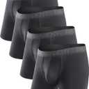 DAVID ARCHY Mens Underwear Boxer Briefs Breathable Soft Moisture-Wicking with Fly Underwear for Men Multipack (XX-Large, A1, 5.5'', Black, 4 Pack)