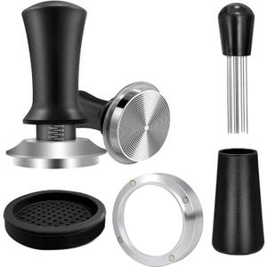 51mm Espresso Accessories Kit, Coffee Espresso Tamper Set, Spring-loaded Tamper, WDT Tool, Dosing Funnel and Silicone Gel Coffee Tamper Mat for Espresso Coffee Machines and 51 mm Portafilters