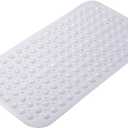 AmazerBath Bath Tub Mat, Medium Size 27.6 x 15 Inches Non-Slip Shower Mats with Suction Cups and Drain Holes, Bathtub Mats Bathroom Mats Machine Washable (White)