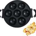 Japan large aperture takoyaki pan,cake mold baking pan,making masa (rice pancake),fry eggs,Poffertjes pan,Appam pan,Banh khot pan,Masa pan,cupcake pan,takoyaki maker,Nonstick,0.95kg(7 Hole) (Without cover)
