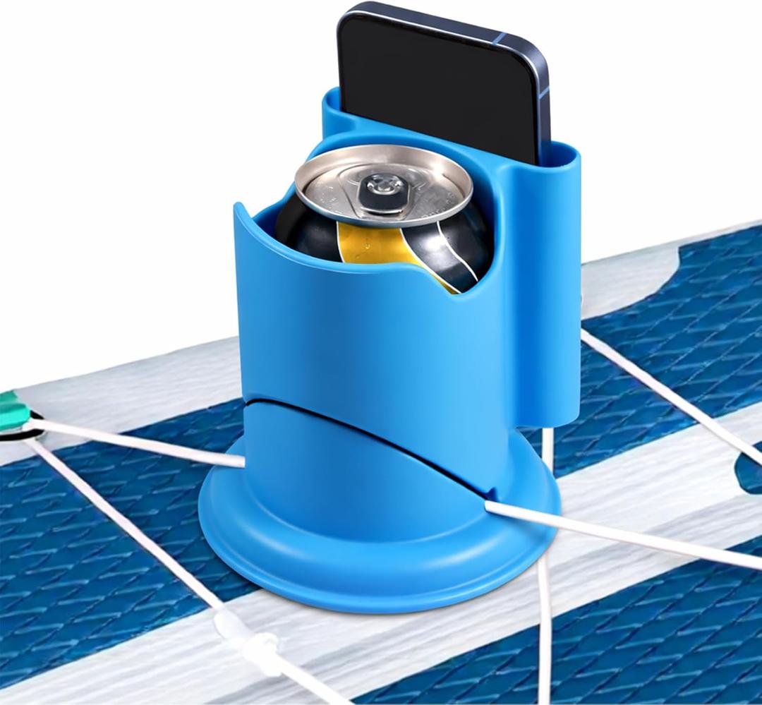 Paddle Board Cup Holder, Kayak Cup Holder 2-in-1 Drink & Phone Holder, Paddleboard and Kayak Accessories for SUP, Kayaking, Fishing, Yoga, or Surfing Adventures(Blue,1Pack)