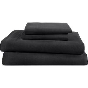3 Piece Twin Sheets Set | Twin Bed Sheets Set Light Weight, Soft Breathable Sheets | Brushed Cotton Rich Blend | Secure-Fit, Wrinkle Resistant, Durable, Easy Care Bed Sheets | Comfy Sheets | Black