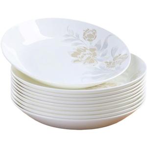 8 Inch White Porcelain Dinner Plates Set of 10 Round Ceramic Dishes Plate Kitchen Dinnerware for Dinner Dishwasher Safe