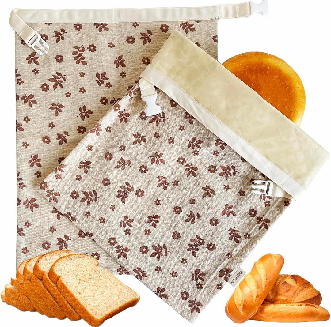 2 Pack Beeswax Bread Bags for Sourdough, Reusable Cotton Beeswax Bag for Homemade Bread, Freezer-Friendly & Freshness Preservation Storage to Keep Fresh (Brown)