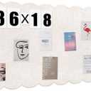 Mooliwe Scalloped Felt Bulletin Board 36 x 18 Inches Foldable Beige Pin Cork Board Alternative for Wall, 3' x 1.5' Trifold Picture Vision Self Adhesive Bulletin Decorative