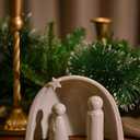 WONDROUS' DECO Porcelain Nativity Scene Set,4Pcs Ceramic Christmas Tabletop Scene-4.5" Tall,Small Modern Nativity Ornament,Christmas Indoor Decor,Mini Sets&Nativity Figures,Unique Xmas (Gray)