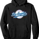 Los Angeles LA Tee Vintage Baseball Throwback Retro Design Pullover Hoodie, Large