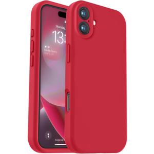 Vooii Compatible with iPhone 16 Plus Case, Liquid Silicone Upgrade [Camera Protection] [Soft Anti-Scratch Microfiber Lining] Shockproof Phone Case for iPhone 16 Plus 6.7 inch - Red