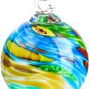 QFkris 4" Blown Glass Christmas Ornaments Ball for Christmas Tree, Hand Blown Glass Ornaments, Gazing Balls Witch Balls Friendship Ball (Orange)