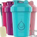 4 PACK, 20 oz Shaker Bottles for Protein Mixes, BPA-Free & Dishwasher Safe, Shaker Cups for protein shakes, Blender Shaker Bottle Pack (20 oz - Purple, Torquise, Pink, Burgundy)