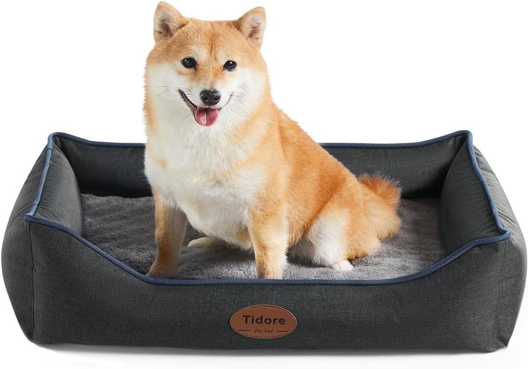 Orthopedic Dog Beds for Medium Dogs, Durable Egg Crate Foam Sofa Dog Bed wit Washable Removable Cover, Waterproof Lining, Pet Bed for Large Dogs (Dark Grey, 26.4" L x 21.7" W x 6.2" Th)
