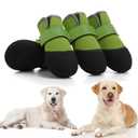 DOGOYS Dog Shoes, Outdoor Dog Boots Non-Slip Waterproof Dog Booties for Medium to Large Dogs 4Pcs for Winter Snowy Day, Summer Hot Pavement with Rugged Sole Green