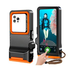2025 Upgrade Waterproof Phone Case, Diving Snorkeling Swimming Scuba Underwater Touch Screen Photo Video Housing Cover for 17/16/15/14/13/12/11 Pro Max/XS Samsung Galaxy S25/S24/S23/S22 (Black Orange)