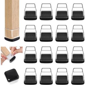 Chair Sliders for Carpet, 16PCS Furniture Sliders for Carpeted Floors & Hardwood Floors, Square Chair Glide Pads for Quickly and Easily Moving Furniture, Protect Floor(Clear, Fit 0.75"-1")