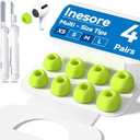 4-Pair Replacement Ear Tips for AirPods Pro 2nd/1st Generation with Portable Storage Box,Noise Reduction Holewith & Built-in dust Guard Screen,Silicone Ear Tips for Apple AirPods Pro (F-Green)