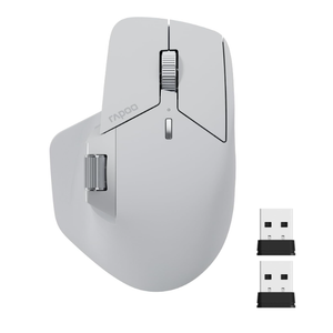 Rapoo MT760 MultiDevice Wireless Mouse, Bluetooth 5.0 and 2.4G MultiMode Connection, Up to 4 Devices, 11 Programmable Buttons, 4K DPI, 90 Days Battery Life, PC, Light Grey