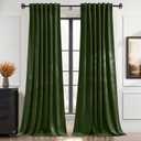 StangH Green Velvet Curtains with Back Tab & Hook Belt, Light Blocking Window Panels, Elegant Home Decor Privacy Protect Window Treatment for Living Room/Dining Room, W52 x L102 inches, 2 Panels
