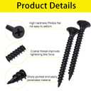 #6 Wood & Drywall Screw Kit 300 Pcs, Phillips Self Tapping Flat Head, Black