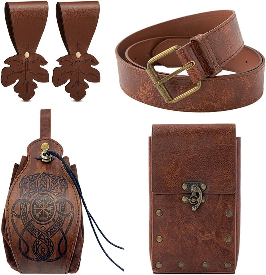 Renaissance Belt Pouch, Steampunk Phone Holder Medieval Bag Leather, Leaf Belt Bag Medieval Viking Belt Women Renaissance Accessories.