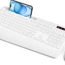 SABLUTE Wireless Keyboard and Mouse, Wrist Rest, Phone Holder, Batteries Included, 2.4G Lag-Free Ergonomic Keyboards Mouse Combo, Silent Keyboard Cordless Set for Computer, Laptop, PC, Windows, White