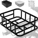 Bike Basket Rear Rack Bike Basket with Cargo Net and Liner Large Bicycle Basket Heavy Duty Bicycle Rear Basket with Liner Waterproof Cover Cargo Net