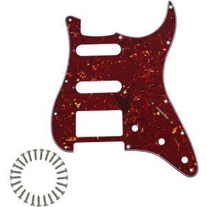 HSS 11 Hole Strat Pickguard ST Pick Guard Scratch Plate for Fender USA/Mexican Standard Stratocaster Modern Style Electric Guitar,Red tortoise 4ply