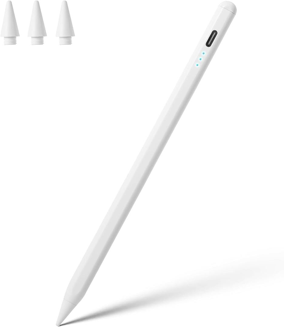 Stylus Pen for iPad A16 11th 10th 9th 8th 7th 6th Generation, iPad Pro 12.9 11 13 inch M4, iPad Air M3 M2 5th 4th 3rd Gen, iPad Mini A17 Pro 7 6 5, for Apple Pencil Pro 1st 2nd Gen Alternative (White)