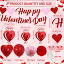 3 x Valentines Day Decorations, Happy Valentines Day Banner and Red Heart Balloons for Valentines Decor with Paper Flowers and Heart Hanging Decor
