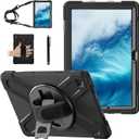 Case for Samsung Galaxy Tab A9 Plus/A9+ 11'' 2023 (SM-X210/X216/X218),Portable Heavy Duty Dropproof Protective Cover Case with 360 Rotating Stand,Handle & Shoulder Strap,Stylus Pen (New Black)