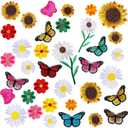 Canlierr 36 Pieces Flower Iron On Embroidered Patches Sunflower Cute Sew On Applique Patches for Clothing Large Colorful Decorative Patches for Clothes Dress Hat Jeans DIY(Vivid Style)