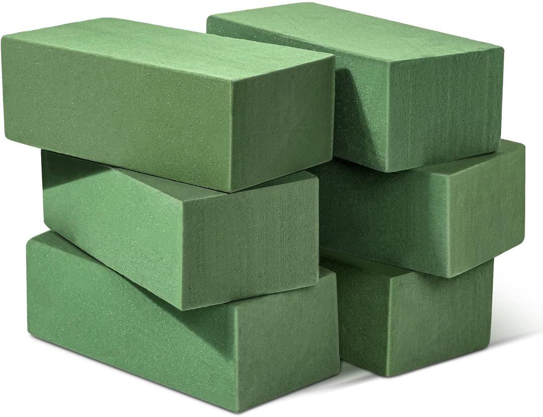 6 Pcs Floral Foam Blocks for Flower Arrangement (Larger Size 9 Lx4.3 Wx3 H) Wet and Dry Green Floral Foam for Wedding, Birthdays, Home Decorations