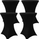 Moosfor Spandex Cocktail Table Covers 4 Pack, Elastic Fitted Stretch Table Cloth, Round High Top Tablecloths for Bar, Party, Pub, Wedding & Banquet (Black, 24x43 Inch)