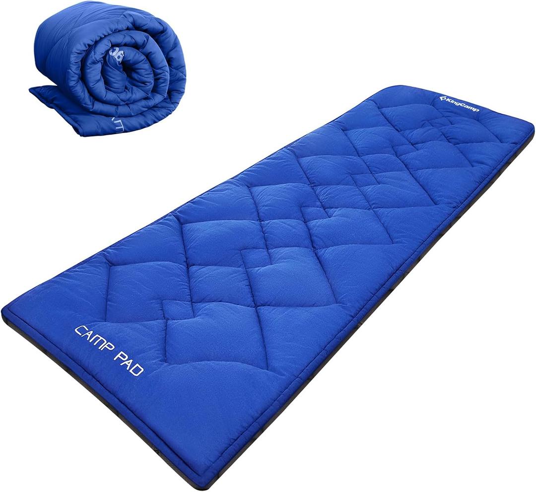 KingCamp Cot Mattress, Portable Lightweight Camping Sleeping Mat Soft Comfortable Non-Slip Cot Pad for Camp Cot, RV Bunk & Twin Beds (75" x 25" x 1.2", Diamond Navy L 1.6 lb)