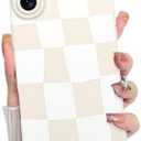 KANGHAR Compatible with iPhone 17 Case 2025, Silicone Checkered Cute Pattern, Camera Protection Soft Slim Phone Cover for Girls Women -White