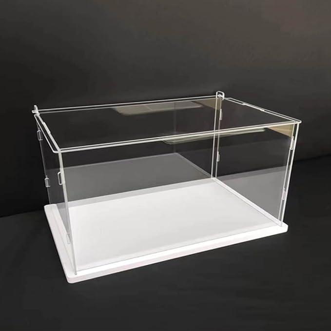 Clear Acrylic Display Case, SelfAssembly Acrylic Box with White Thick Base and Upward Swing Door, Dustproof Protection Showcase Organizer for Collectibles Doll Toys Models (30X20X15cm/12X8X6inch)