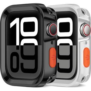 Amizee 2 Pack Rugged Case Compatible with Apple Watch Case Series 10 42mm(2024), Soft TPU Shockproof Bumper Drop Proof Protective Cover for iWatch (Plating Black/Clear) (42mm(Series10))