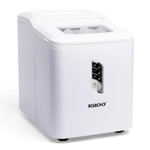 Igloo Portable Ice Maker with Scoop - Countertop Ice Maker with LED Control Panel & 1.5 Qt Water Tank - Ice Maker Produces 26 Lbs. of Ice in 24 Hours with 9 Large or Small Cubes in 7 Minutes- White