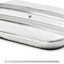 15" Oval Partial Finned Aluminum Air Cleaner Assembly Kit, Polished Air Cleaner for Carburetor with Filter Element
