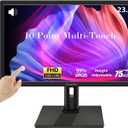 23.8 Inch Touchscreen Monitor FHD 1920x1080P, Height/Pivot/Swivel/Tilt Adjustable Desktop PC Touch Display with Built-in Speakers, HDMI, VGA, Type-B, 75Hz Computer Touch Screen Monitor, VESA, Black