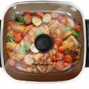 Elite Gourmet EG3033 12"x12"x2.35 Healthy Ceramic with Titanium Coated Scratch Resistant Electric Skillet, Dishwasher Safe, Rapid Heat Up, 1200W, Dark Grey, 6 Quart