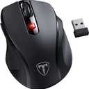 HOTWEEMS Wireless Mouse, D-09 Computer Mouse USB Cordless Mice for Laptop, Ergo Grips, Lightspeed 5-Level 2400 DPI, 16 Months Battery, Portable for PC Mac Chromebook (Black)