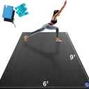 MRO Extra Large Yoga Mat, 12'x6'/9'x6'/7'x5'/6'x4' (9MM) Extra Wide and Thick Exercise Mats for Home Gym Workout, Non-Slip, Soft for Women and Men Fitness, Ideal for Barefoot Yoga, Pilates, stretching (Black)