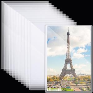 Henoyso 12 Pcs Poster Protector Sleeve 18 x 24 Inch Clear Rigid Print Plastic Protectors Sheet Heavy Duty Crystal Frame Holder for Magazine Photo Paper Poster Prints