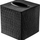 Monarch Abode Tissue Box Cover Square Hand Hammered Black Metal Tissue Holder Box for Bathroom Accessory, Aesthetic Decorative Facial Napkin Cube for Modern Home Decor