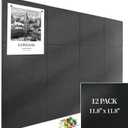 Large Cork Board for Wall 12 Pack, Bulletin Board 48" X 36", Felt Board Wall Tiles with 72 Damage-Free Removable Pads & Push Pins, Alternative Pin Board Cork Board for Office Home, Black